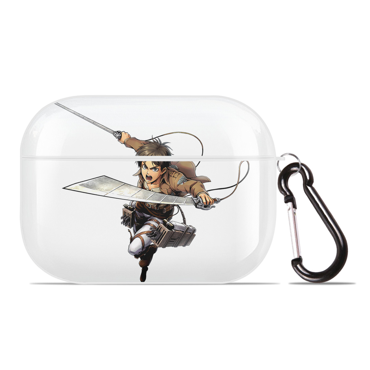 （画像用） 進撃の巨人 エレン･イェーガー Attack on Titan Eren Jäger 【AirPods Pro用】ハードシェル保護ケース 耐衝撃・防指紋・カラビナ付き商品仕様