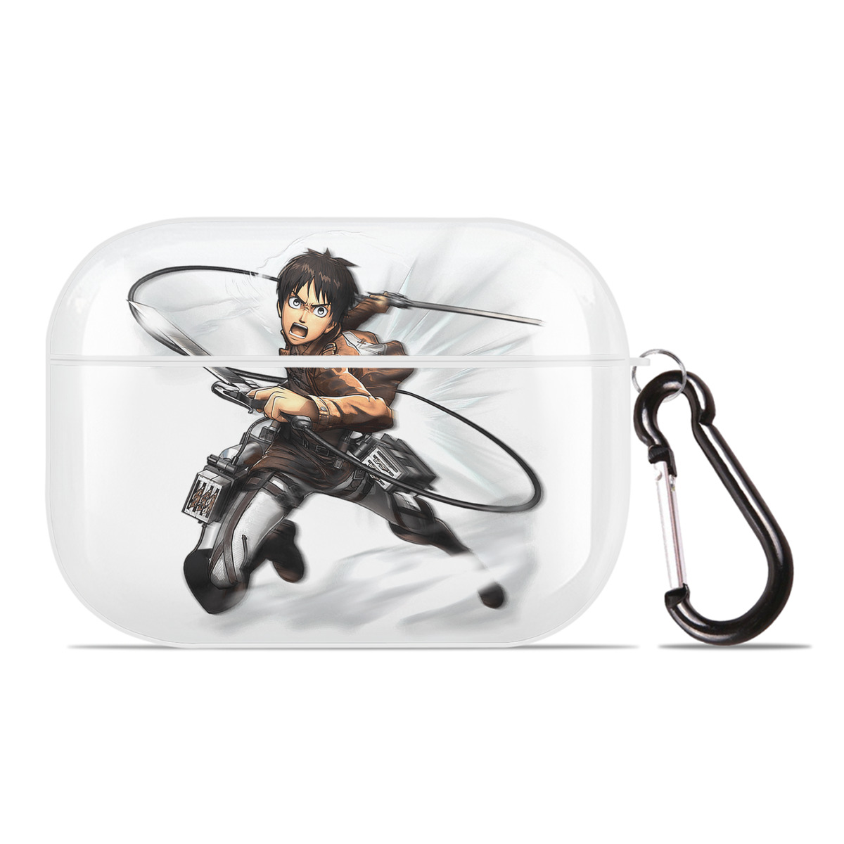 （画像用） 進撃の巨人 エレン･イェーガー Attack on Titan Eren Jäger 【AirPods Pro用】ハードシェル保護ケース 耐衝撃・防指紋・カラビナ付き商品仕様