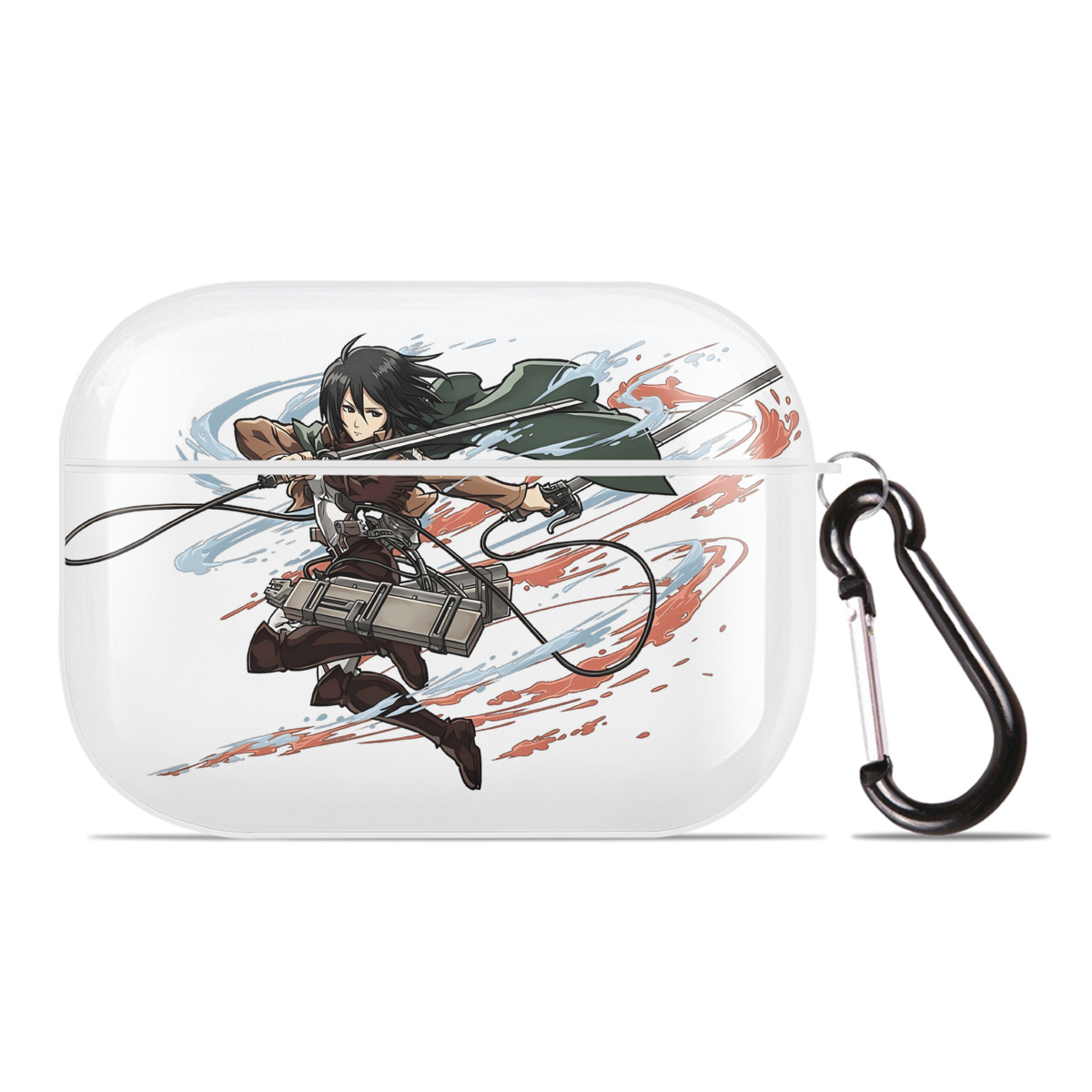 （画像用） 進撃の巨人 ミカサ·アッカーマン Attack on Titan Mikasa Ackerman 【AirPods Pro用】ハードシェル保護ケース 耐衝撃・防指紋・カラビナ付き商品仕様