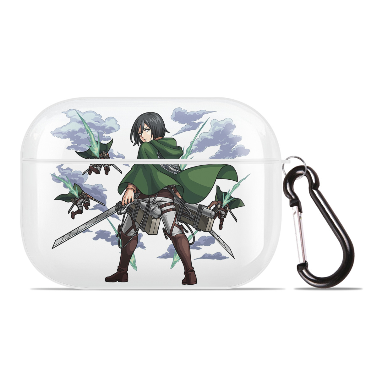 （画像用） 進撃の巨人 ミカサ·アッカーマン Attack on Titan Mikasa Ackerman 【AirPods Pro用】ハードシェル保護ケース 耐衝撃・防指紋・カラビナ付き商品仕様