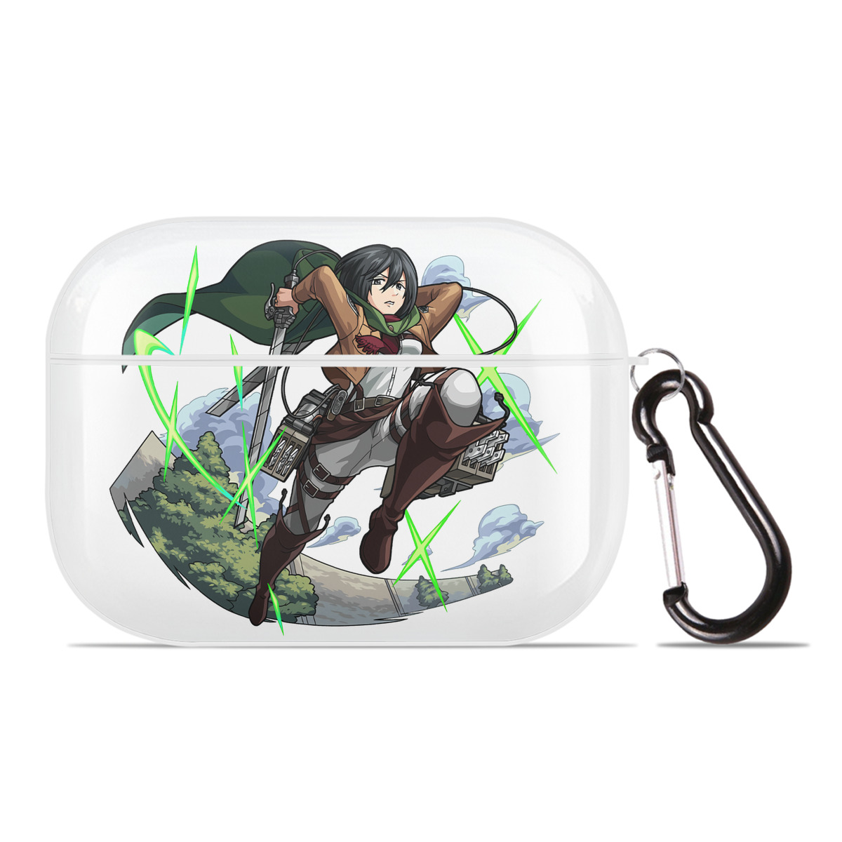 （画像用） 進撃の巨人 ミカサ·アッカーマン Attack on Titan Mikasa Ackerman 【AirPods Pro用】ハードシェル保護ケース 耐衝撃・防指紋・カラビナ付き商品仕様