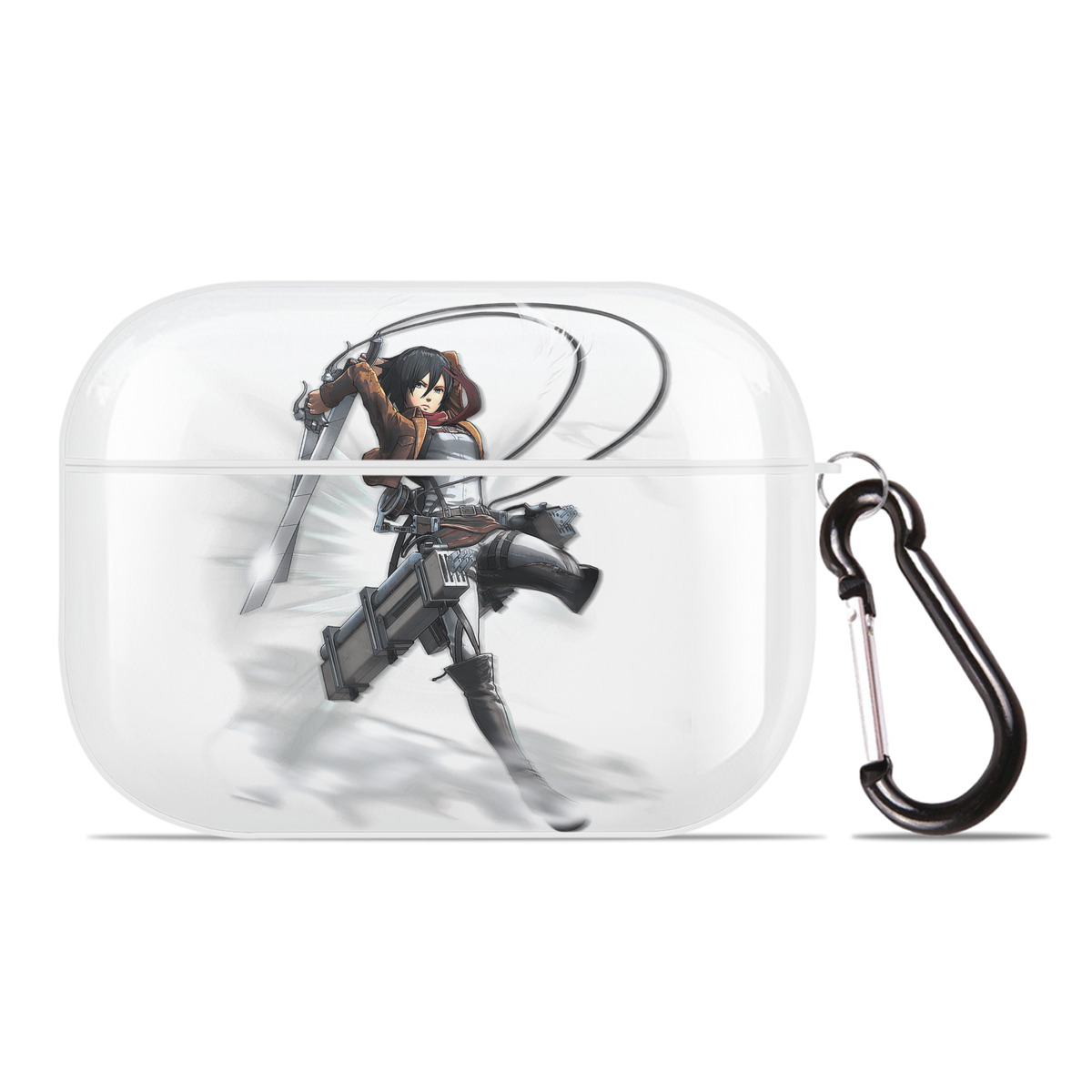 （画像用） 進撃の巨人 ミカサ·アッカーマン Attack on Titan Mikasa Ackerman 【AirPods Pro用】ハードシェル保護ケース 耐衝撃・防指紋・カラビナ付き商品仕様