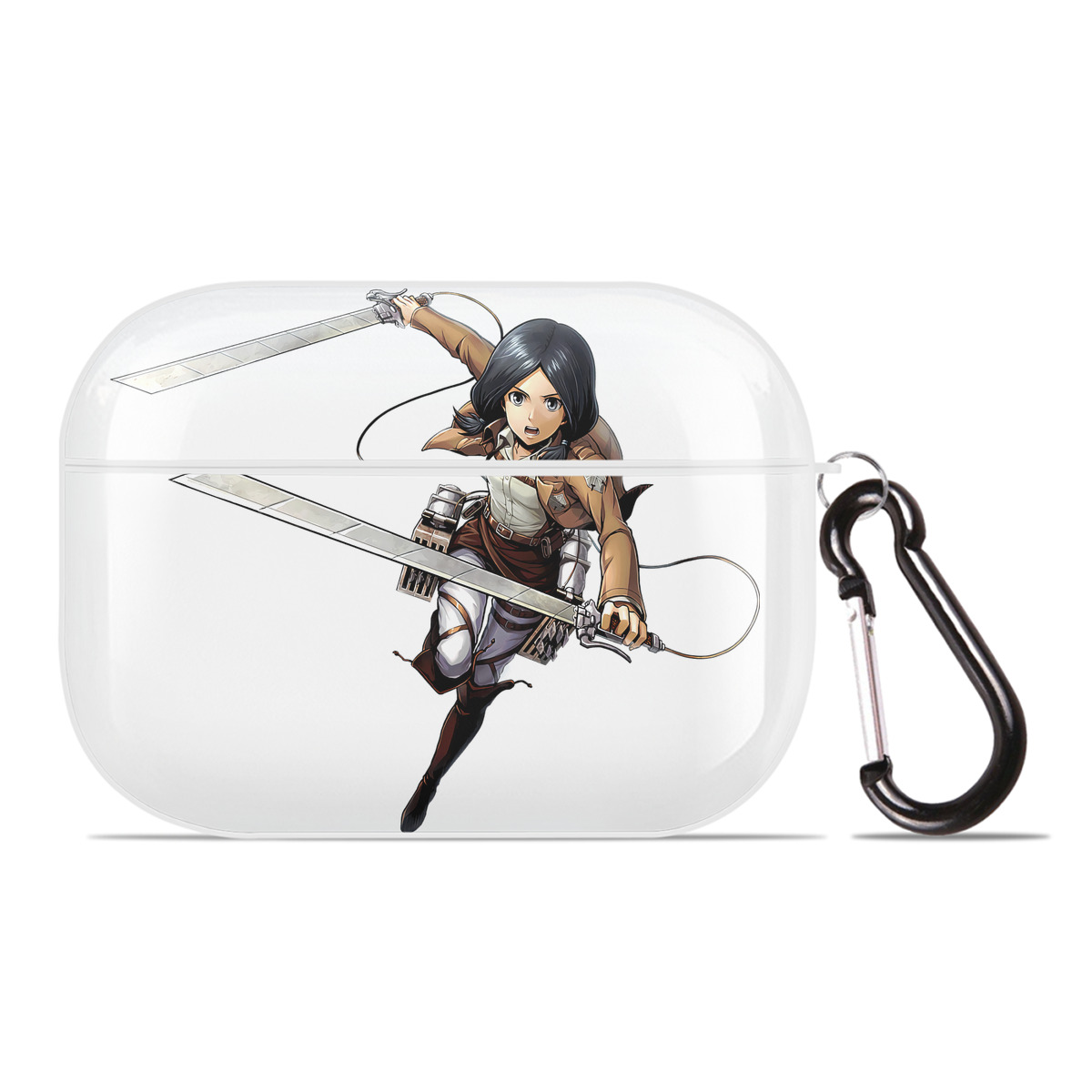 （画像用） 進撃の巨人 ミカサ·アッカーマン Attack on Titan Mikasa Ackerman 【AirPods Pro用】ハードシェル保護ケース 耐衝撃・防指紋・カラビナ付き商品仕様