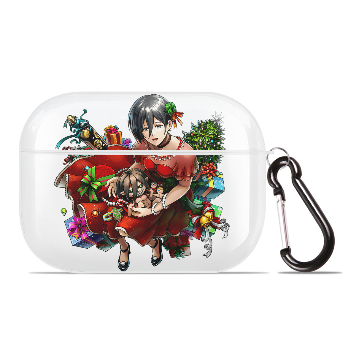 （画像用） 進撃の巨人 ミカサ·アッカーマン Attack on Titan Mikasa Ackerman 【AirPods Pro用】ハードシェル保護ケース 耐衝撃・防指紋・カラビナ付き商品仕様