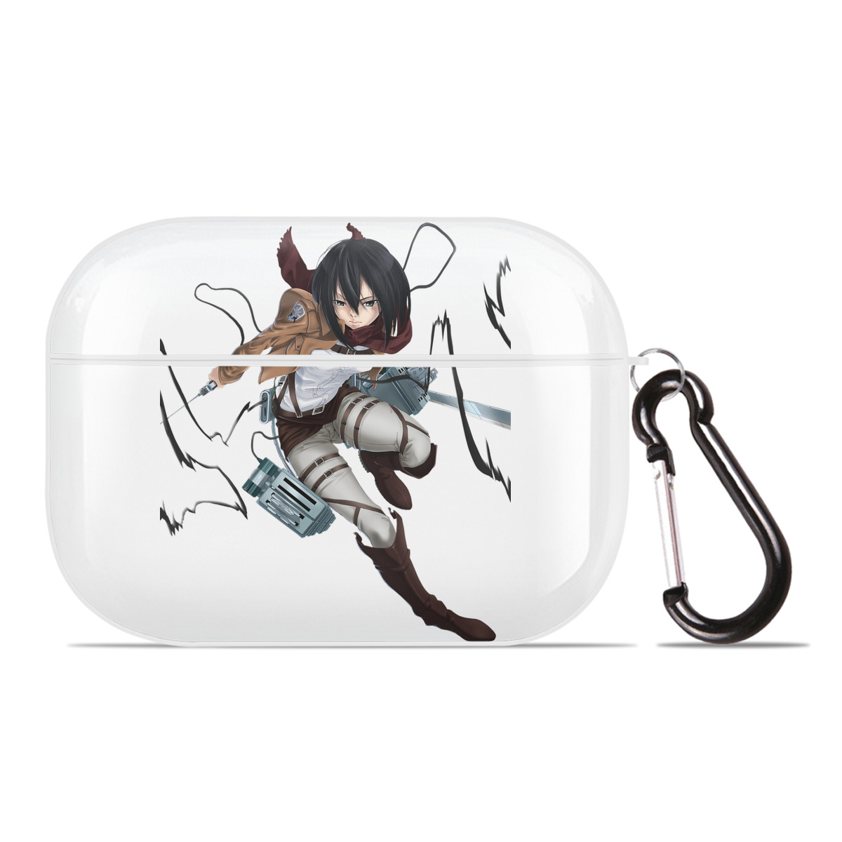 （画像用） 進撃の巨人 ミカサ·アッカーマン Attack on Titan Mikasa Ackerman 【AirPods Pro用】ハードシェル保護ケース 耐衝撃・防指紋・カラビナ付き商品仕様