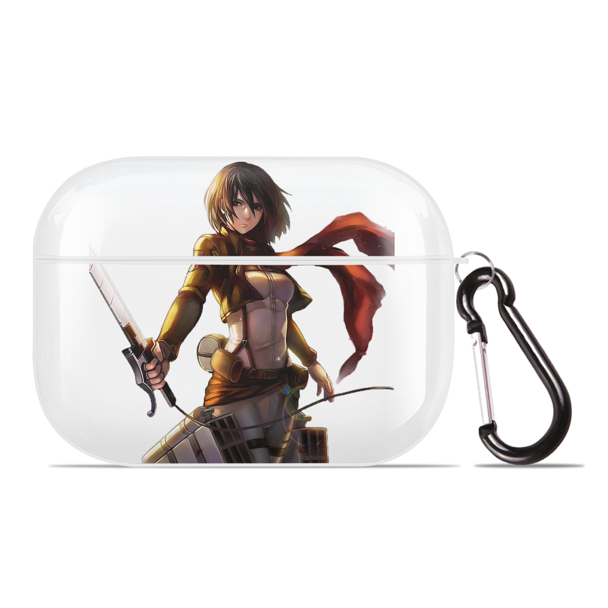 （画像用） 進撃の巨人 ミカサ·アッカーマン Attack on Titan Mikasa Ackerman 【AirPods Pro用】ハードシェル保護ケース 耐衝撃・防指紋・カラビナ付き商品仕様