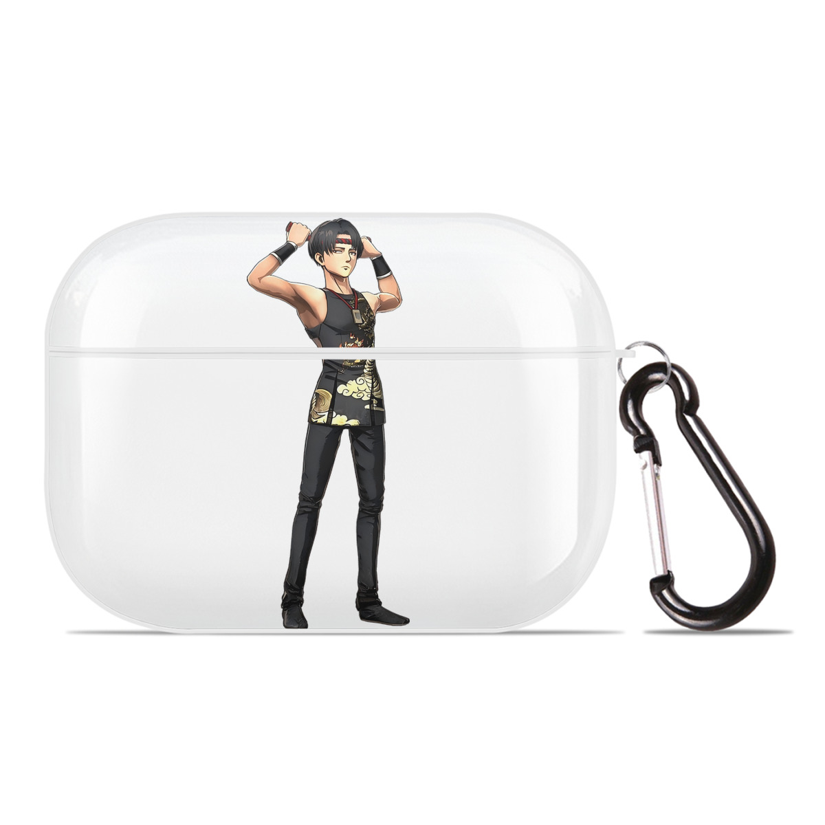 （画像用） 進撃の巨人 リヴァイ·アッカーマン Attack on Titan Levi Ackerman 【AirPods Pro用】ハードシェル保護ケース 耐衝撃・防指紋・カラビナ付き商品仕様