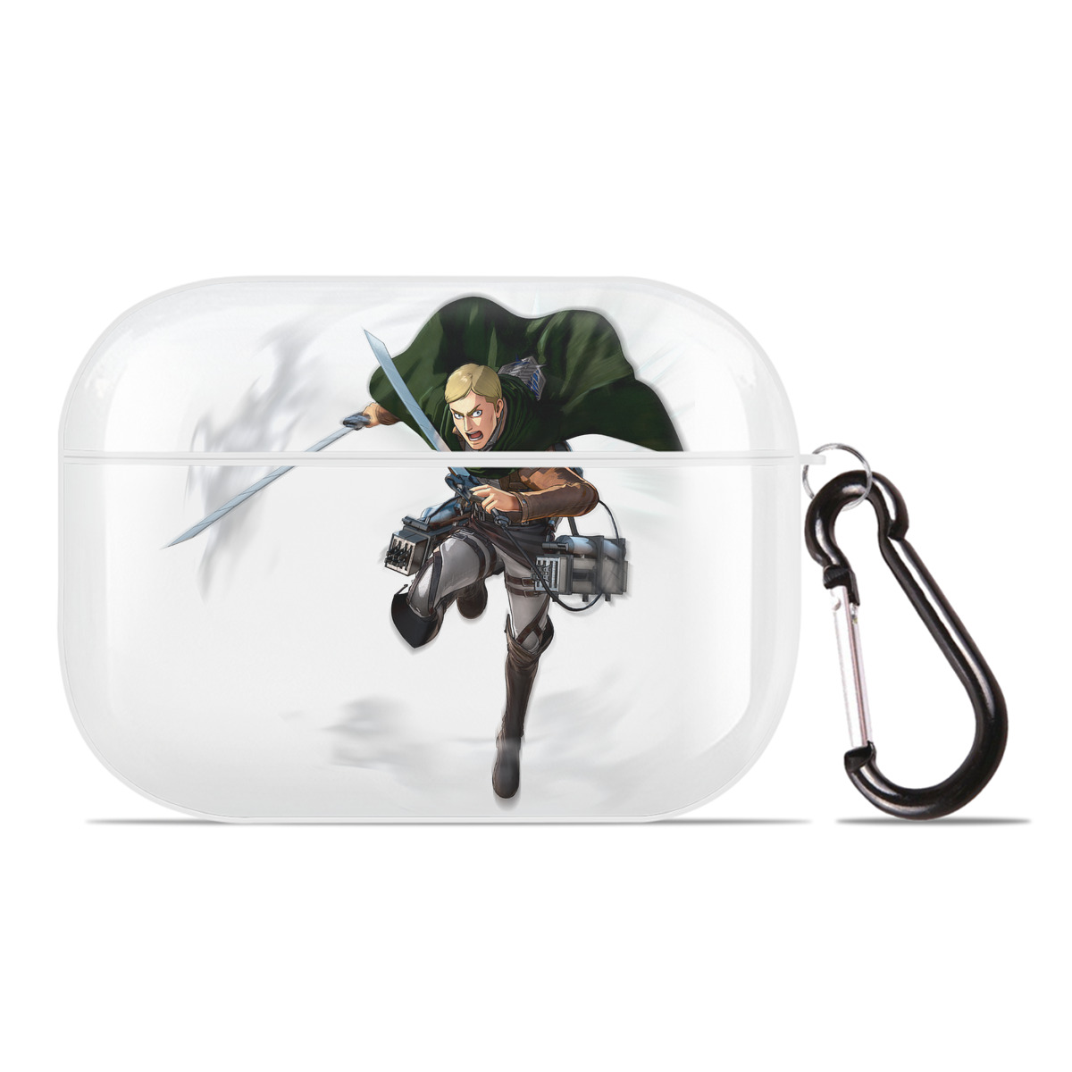 （画像用） 進撃の巨人 エルヴィン・スミス Attack on Titan Erwin Smith 【AirPods Pro用】ハードシェル保護ケース 耐衝撃・防指紋・カラビナ付き商品仕様