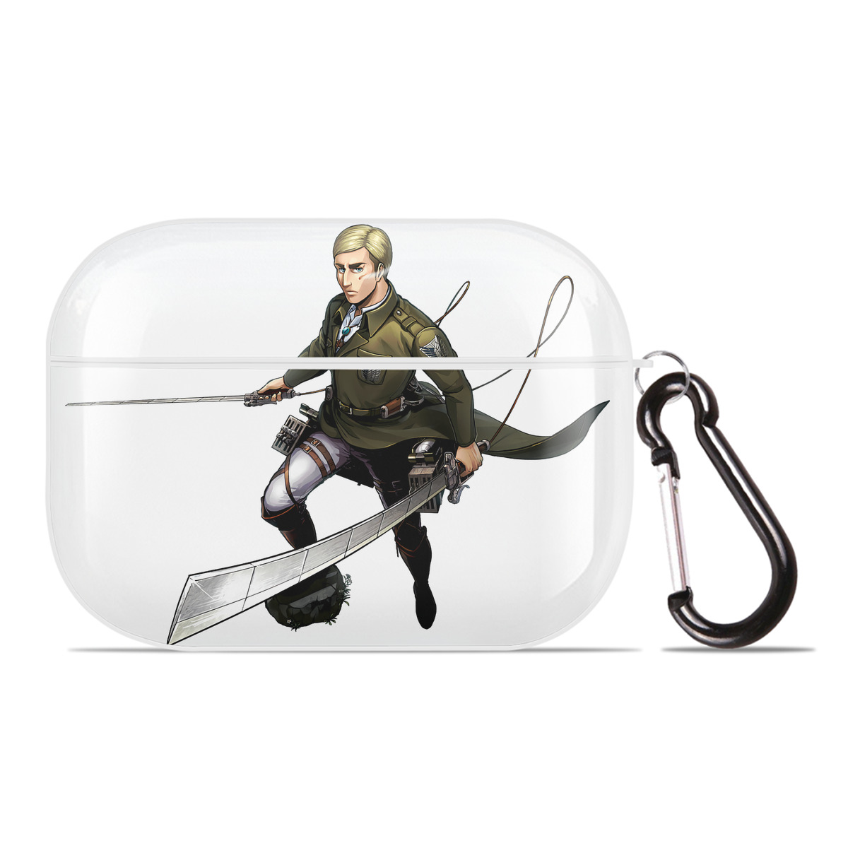 （画像用） 進撃の巨人 エルヴィン・スミス Attack on Titan Erwin Smith 【AirPods Pro用】ハードシェル保護ケース 耐衝撃・防指紋・カラビナ付き商品仕様