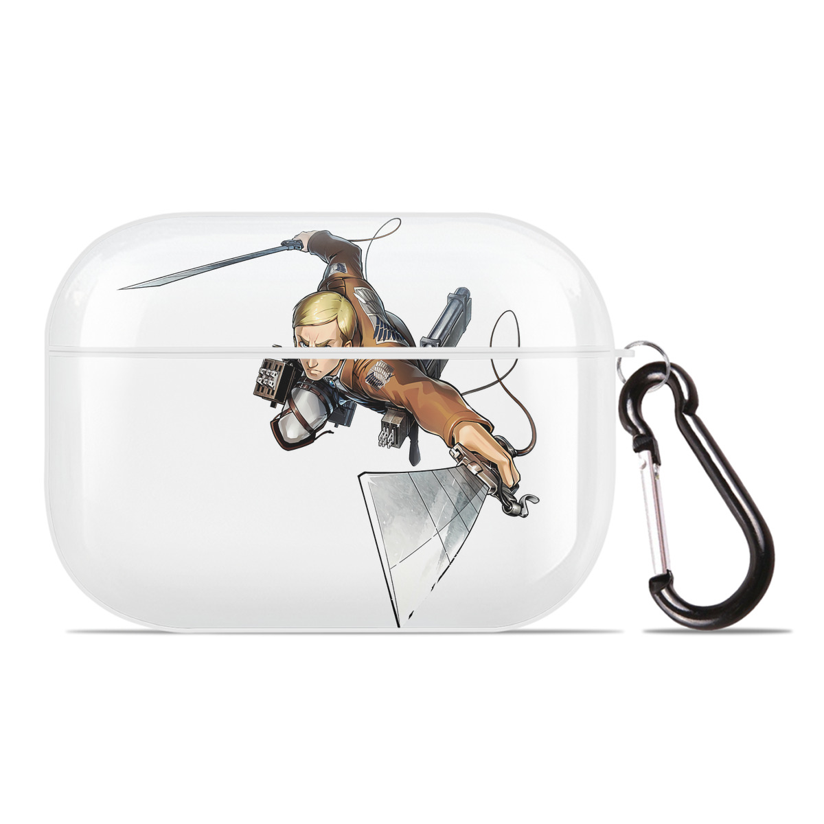 （画像用） 進撃の巨人 エルヴィン・スミス Attack on Titan Erwin Smith 【AirPods Pro用】ハードシェル保護ケース 耐衝撃・防指紋・カラビナ付き商品仕様