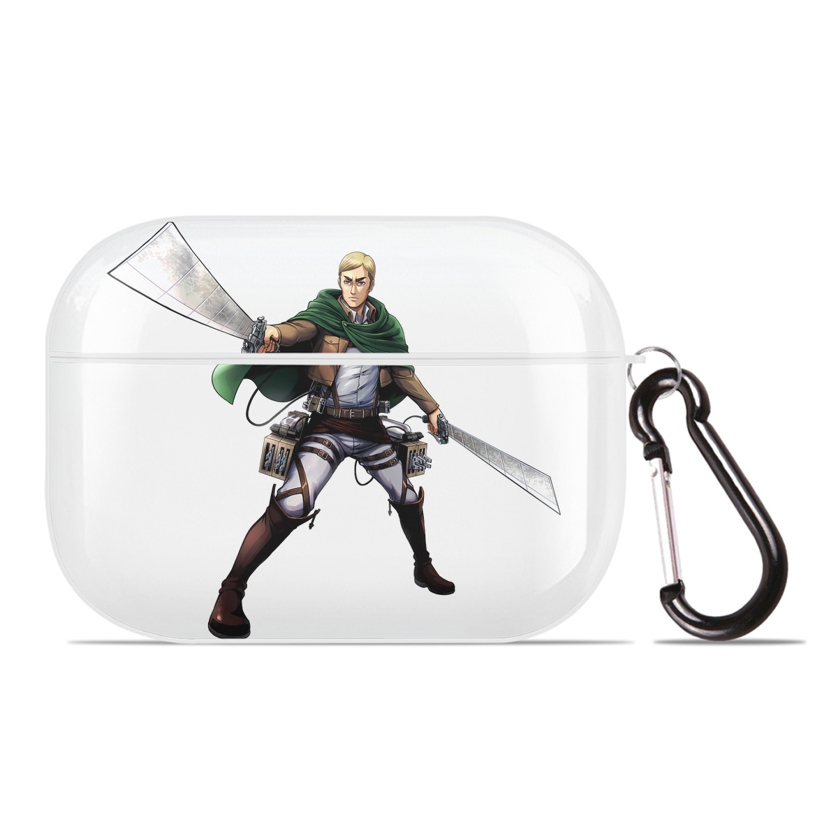 （画像用） 進撃の巨人 エルヴィン・スミス Attack on Titan Erwin Smith 【AirPods Pro用】ハードシェル保護ケース 耐衝撃・防指紋・カラビナ付き商品仕様