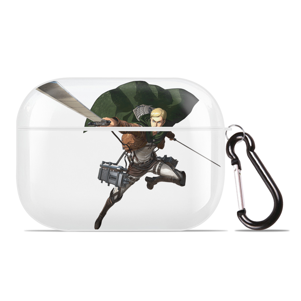 （画像用） 進撃の巨人 エルヴィン・スミス Attack on Titan Erwin Smith 【AirPods Pro用】ハードシェル保護ケース 耐衝撃・防指紋・カラビナ付き商品仕様