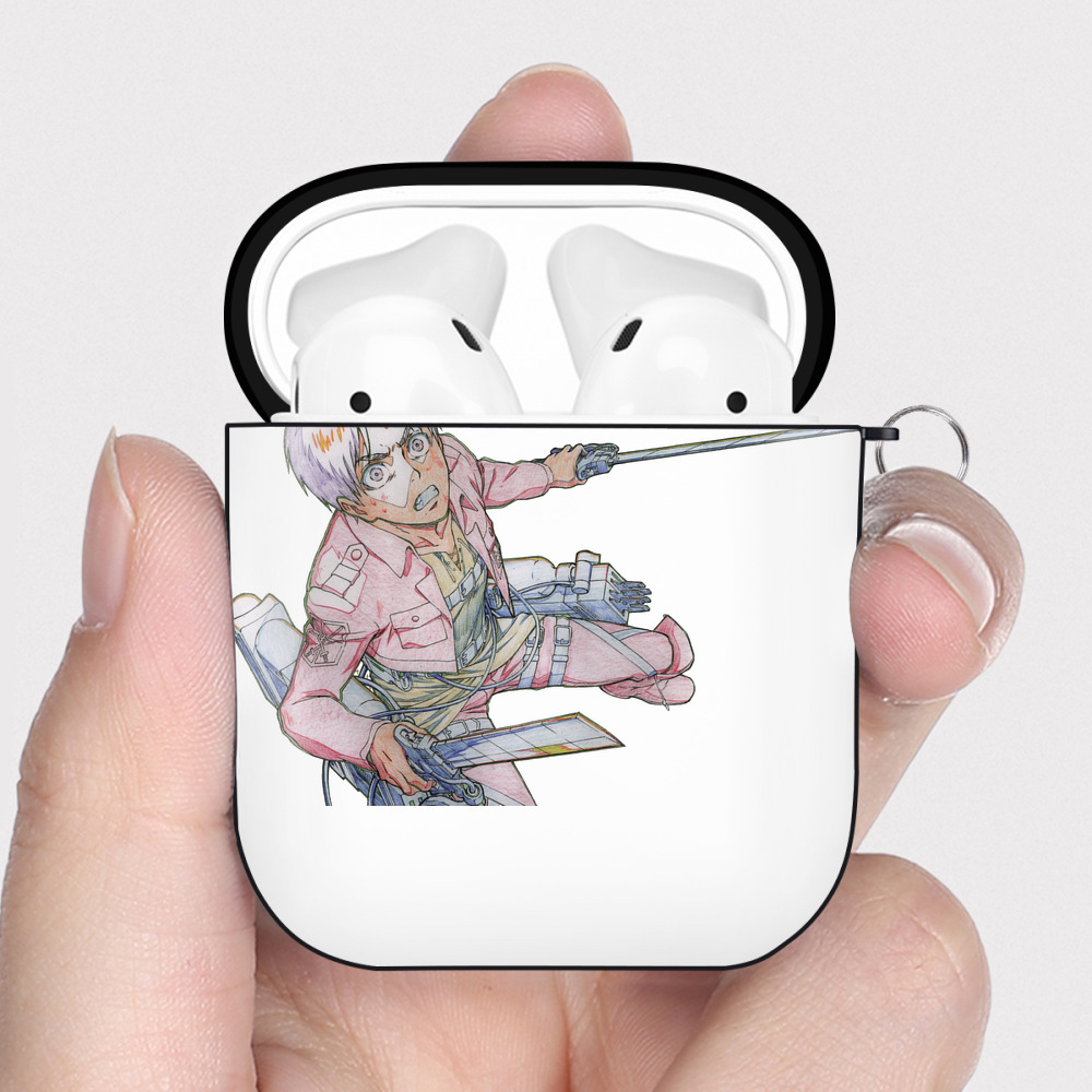 （画像用） 進撃の巨人 エレン･イェーガー Attack on Titan Eren Jäger AirPods 第2世代保護ケース ハードシェル ブラック 耐衝撃・防指紋・カラビナ付き