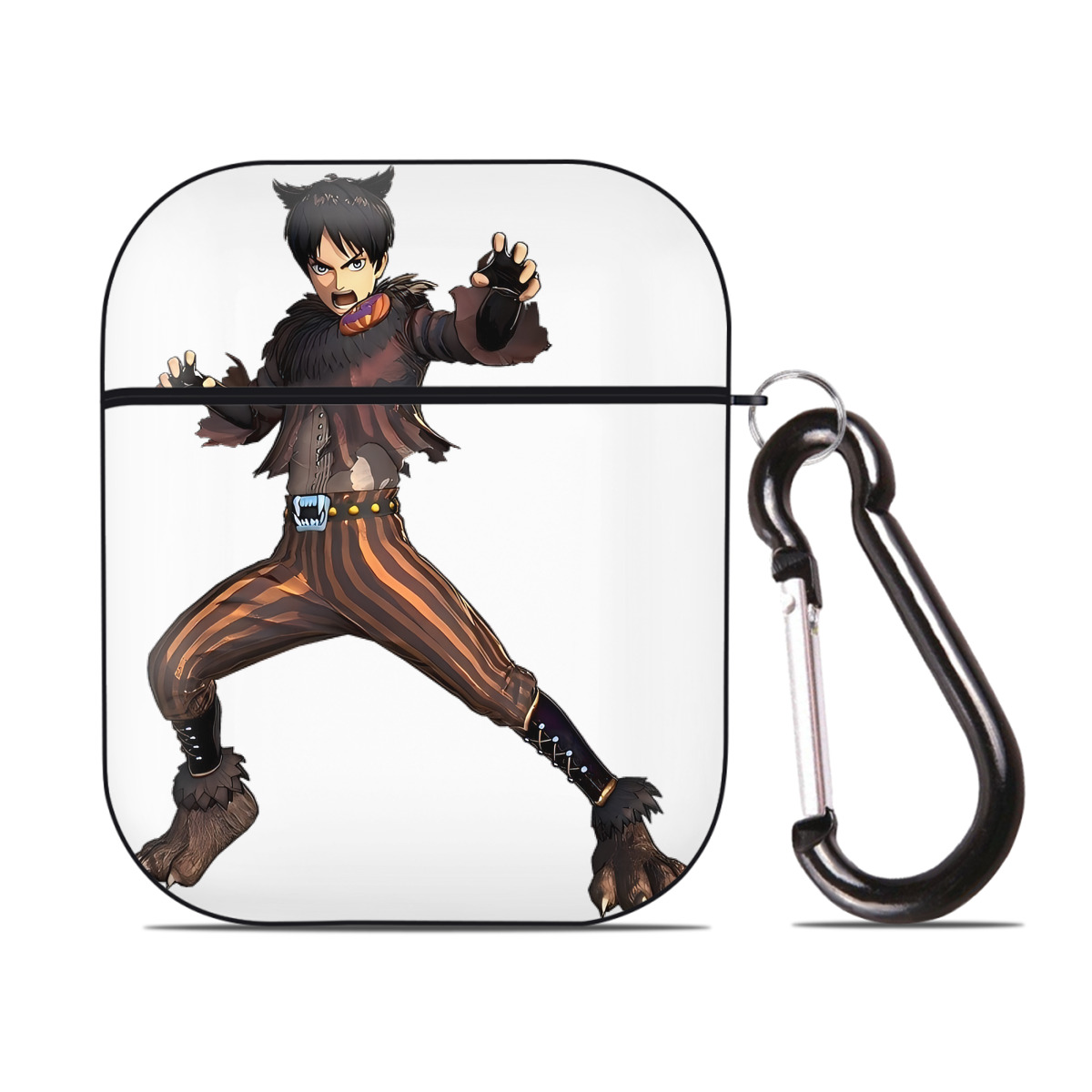 （画像用） 進撃の巨人 エレン･イェーガー Attack on Titan Eren Jäger AirPods 第2世代保護ケース ハードシェル ブラック 耐衝撃・防指紋・カラビナ付き