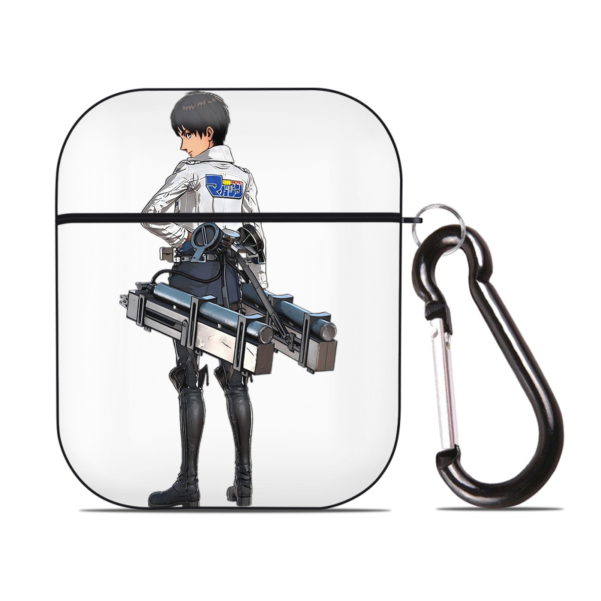 （画像用） 進撃の巨人 エレン･イェーガー Attack on Titan Eren Jäger AirPods 第2世代保護ケース ハードシェル ブラック 耐衝撃・防指紋・カラビナ付き