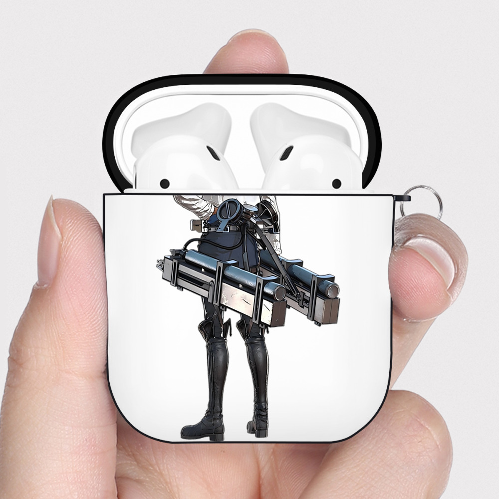 （画像用） 進撃の巨人 エレン･イェーガー Attack on Titan Eren Jäger AirPods 第2世代保護ケース ハードシェル ブラック 耐衝撃・防指紋・カラビナ付き