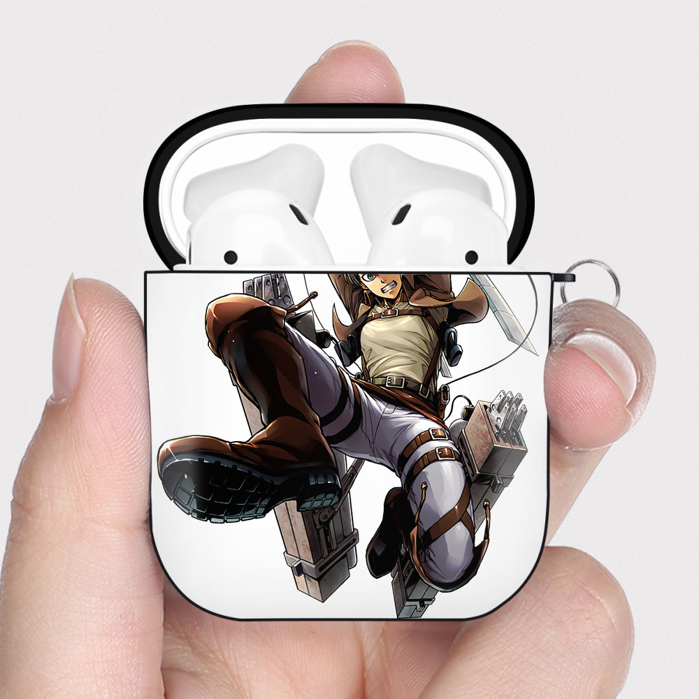 （画像用） 進撃の巨人 エレン･イェーガー Attack on Titan Eren Jäger AirPods 第2世代保護ケース ハードシェル ブラック 耐衝撃・防指紋・カラビナ付き