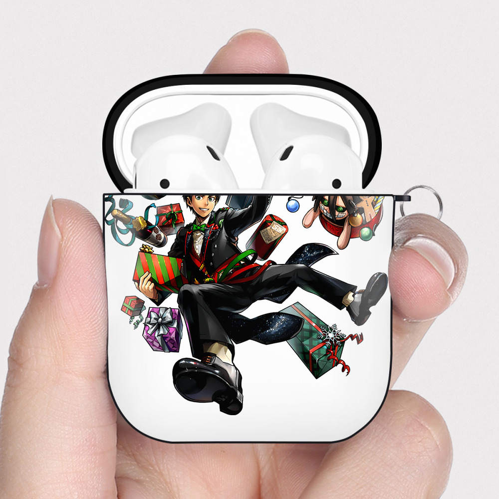（画像用） 進撃の巨人 エレン･イェーガー Attack on Titan Eren Jäger AirPods 第2世代保護ケース ハードシェル ブラック 耐衝撃・防指紋・カラビナ付き