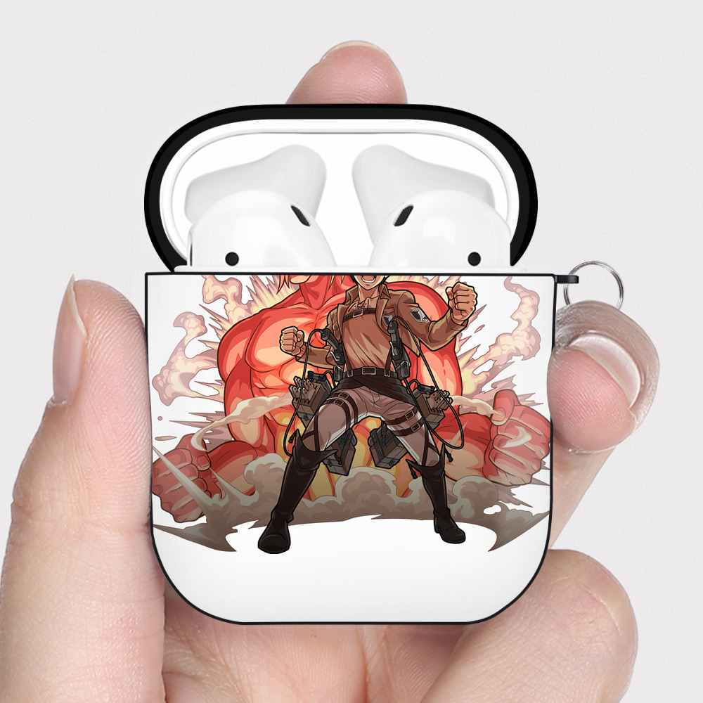 （画像用） 進撃の巨人 エレン･イェーガー Attack on Titan Eren Jäger AirPods 第2世代保護ケース ハードシェル ブラック 耐衝撃・防指紋・カラビナ付き