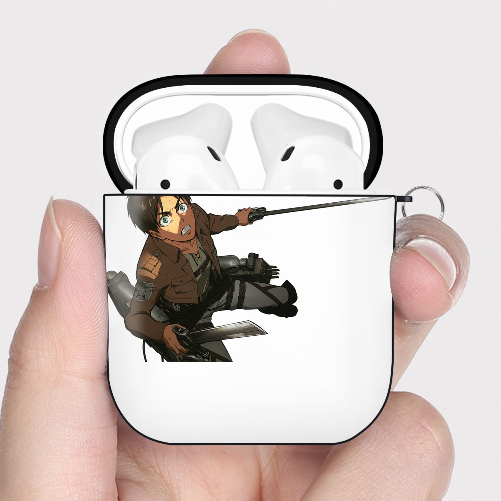 （画像用） 進撃の巨人 エレン･イェーガー Attack on Titan Eren Jäger AirPods 第2世代保護ケース ハードシェル ブラック 耐衝撃・防指紋・カラビナ付き