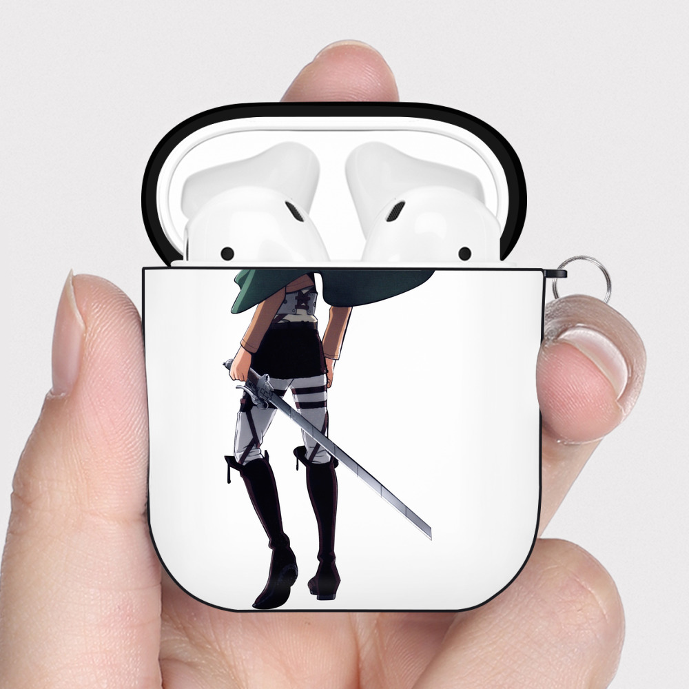 （画像用） 進撃の巨人 エレン･イェーガー Attack on Titan Eren Jäger AirPods 第2世代保護ケース ハードシェル ブラック 耐衝撃・防指紋・カラビナ付き