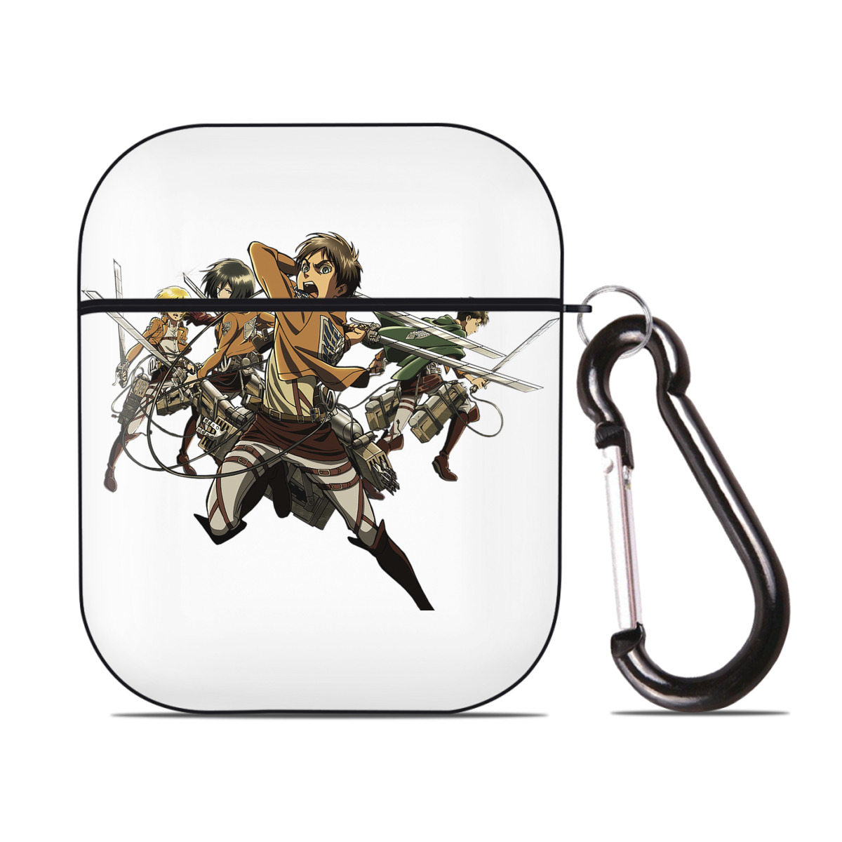 （画像用） 進撃の巨人 エレン･イェーガー Attack on Titan Eren Jäger AirPods 第2世代保護ケース ハードシェル ブラック 耐衝撃・防指紋・カラビナ付き