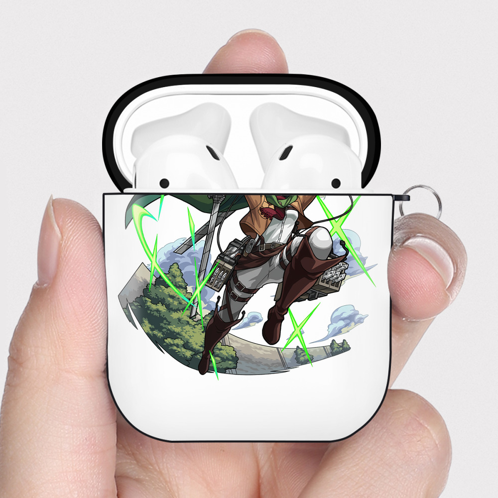 （画像用） 進撃の巨人 ミカサ·アッカーマン Attack on Titan Mikasa Ackerman AirPods 第2世代保護ケース ハードシェル ブラック 耐衝撃・防指紋・カラビナ付き