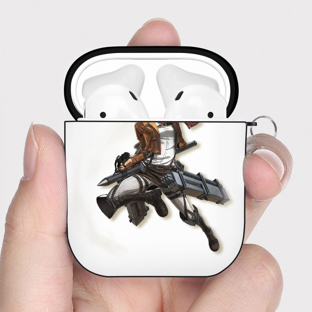 （画像用） 進撃の巨人 ミカサ·アッカーマン Attack on Titan Mikasa Ackerman AirPods 第2世代保護ケース ハードシェル ブラック 耐衝撃・防指紋・カラビナ付き