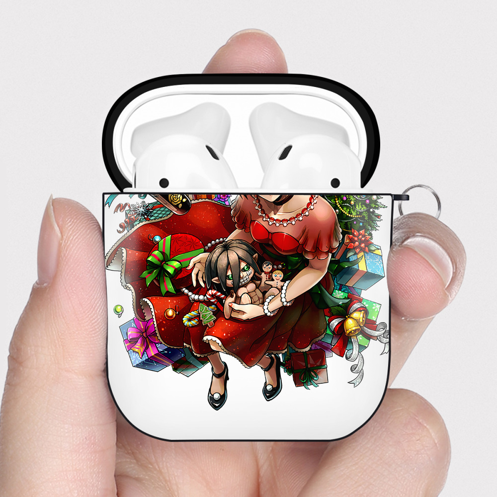 （画像用） 進撃の巨人 ミカサ·アッカーマン Attack on Titan Mikasa Ackerman AirPods 第2世代保護ケース ハードシェル ブラック 耐衝撃・防指紋・カラビナ付き