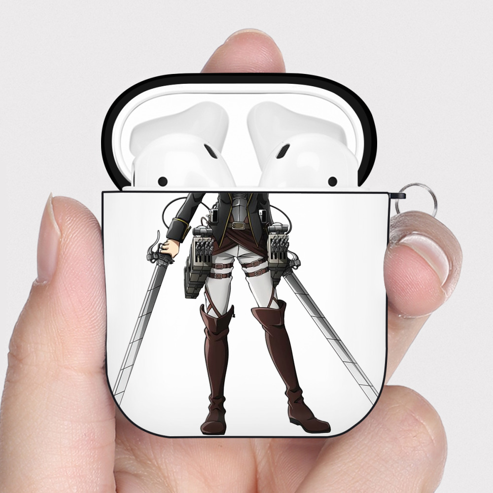 （画像用） 進撃の巨人 ミカサ·アッカーマン Attack on Titan Mikasa Ackerman AirPods 第2世代保護ケース ハードシェル ブラック 耐衝撃・防指紋・カラビナ付き