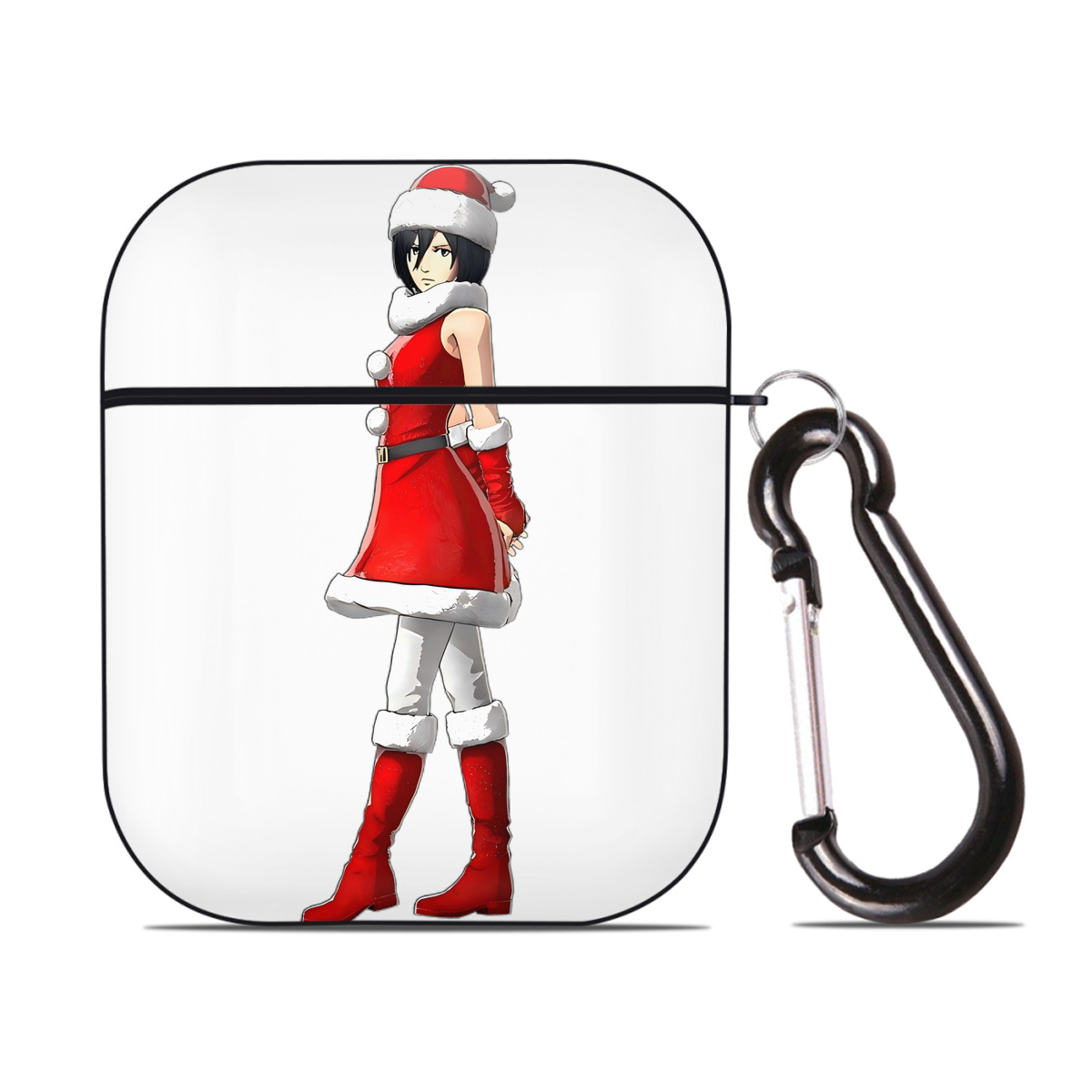 （画像用） 進撃の巨人 ミカサ·アッカーマン Attack on Titan Mikasa Ackerman AirPods 第2世代保護ケース ハードシェル ブラック 耐衝撃・防指紋・カラビナ付き