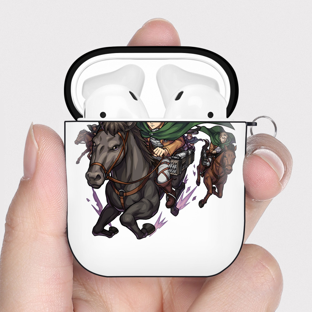 （画像用） 進撃の巨人 リヴァイ·アッカーマン Attack on Titan Levi Ackerman AirPods 第2世代保護ケース ハードシェル ブラック 耐衝撃・防指紋・カラビナ付き