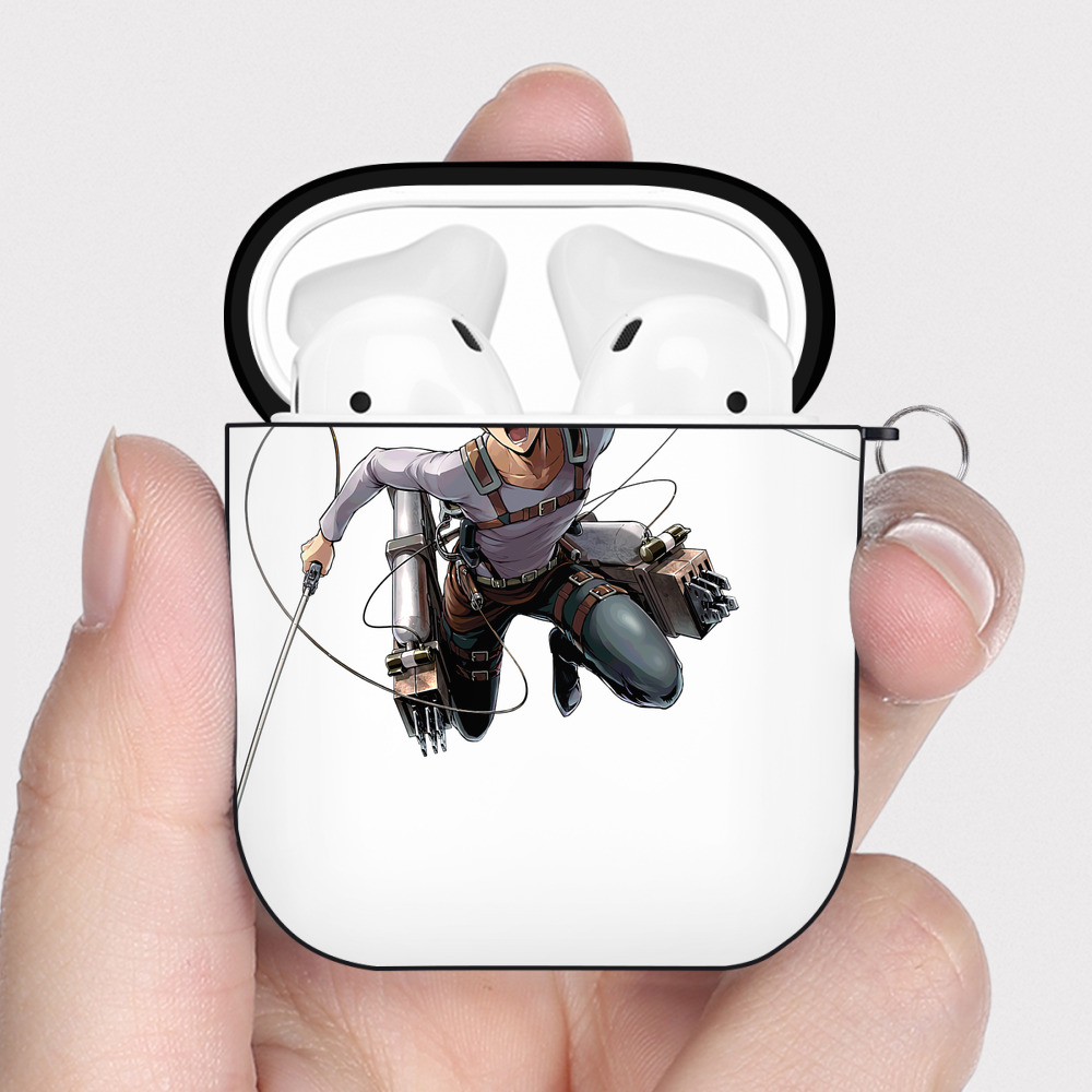 （画像用） 進撃の巨人 リヴァイ·アッカーマン Attack on Titan Levi Ackerman AirPods 第2世代保護ケース ハードシェル ブラック 耐衝撃・防指紋・カラビナ付き