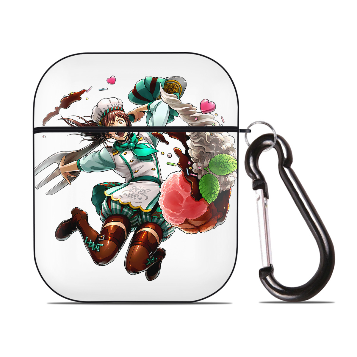 （画像用） 進撃の巨人 サシャ·ブラウス Attack on Titan Sasha Blaus AirPods 第2世代保護ケース ハードシェル ブラック 耐衝撃・防指紋・カラビナ付き