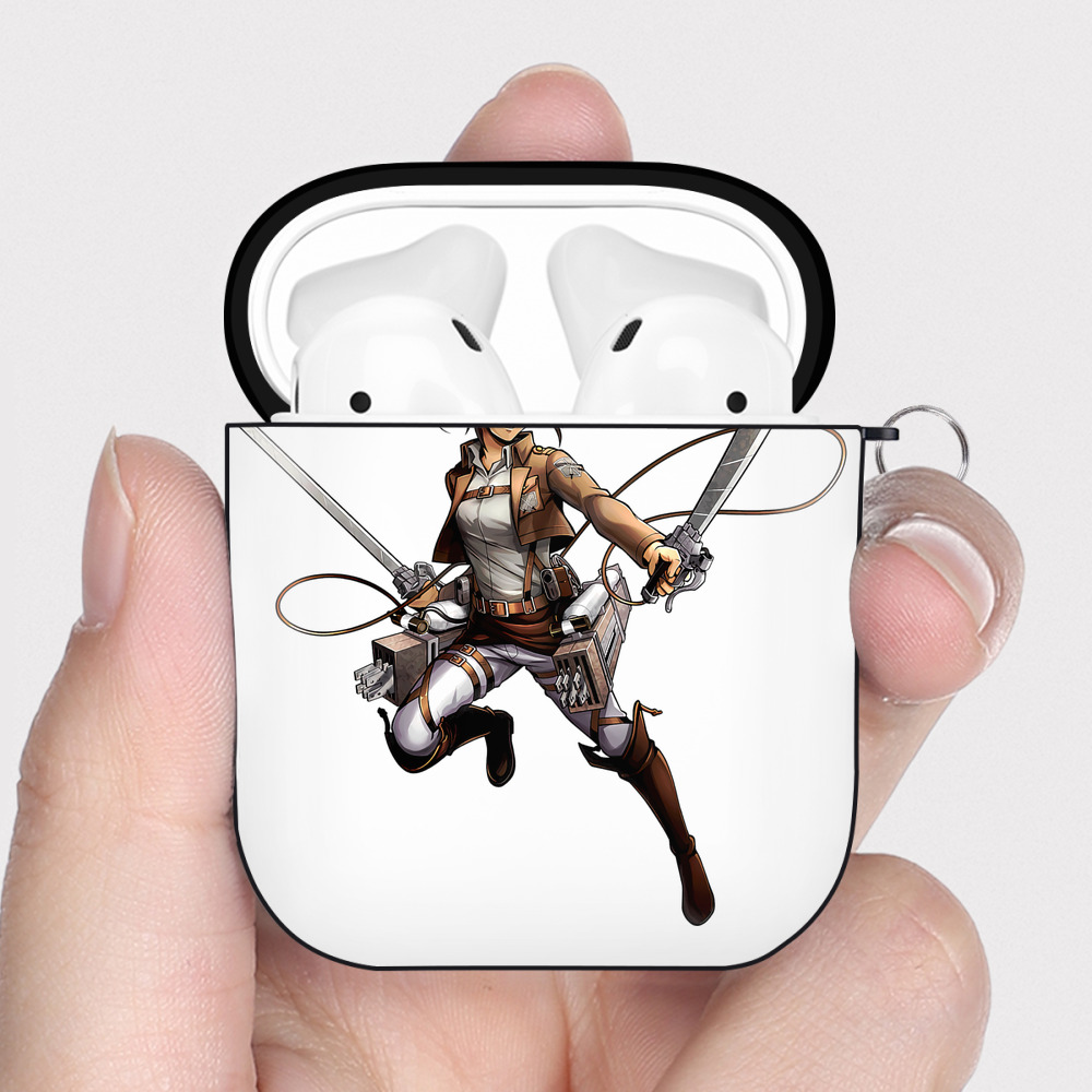 （画像用） 進撃の巨人 サシャ·ブラウス Attack on Titan Sasha Blaus AirPods 第2世代保護ケース ハードシェル ブラック 耐衝撃・防指紋・カラビナ付き