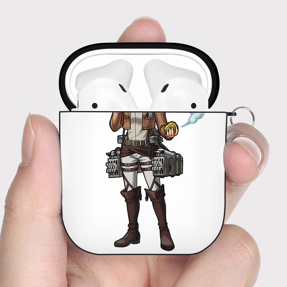 （画像用） 進撃の巨人 サシャ·ブラウス Attack on Titan Sasha Blaus AirPods 第2世代保護ケース ハードシェル ブラック 耐衝撃・防指紋・カラビナ付き