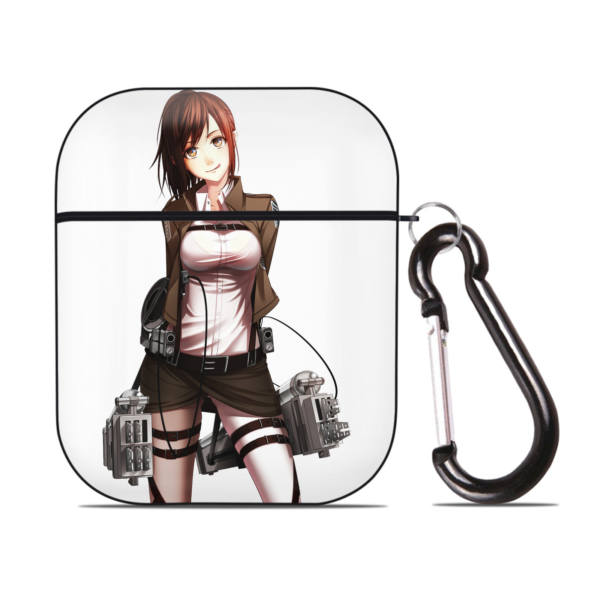 （画像用） 進撃の巨人 サシャ·ブラウス Attack on Titan Sasha Blaus AirPods 第2世代保護ケース ハードシェル ブラック 耐衝撃・防指紋・カラビナ付き