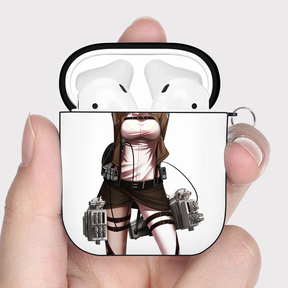 （画像用） 進撃の巨人 サシャ·ブラウス Attack on Titan Sasha Blaus AirPods 第2世代保護ケース ハードシェル ブラック 耐衝撃・防指紋・カラビナ付き