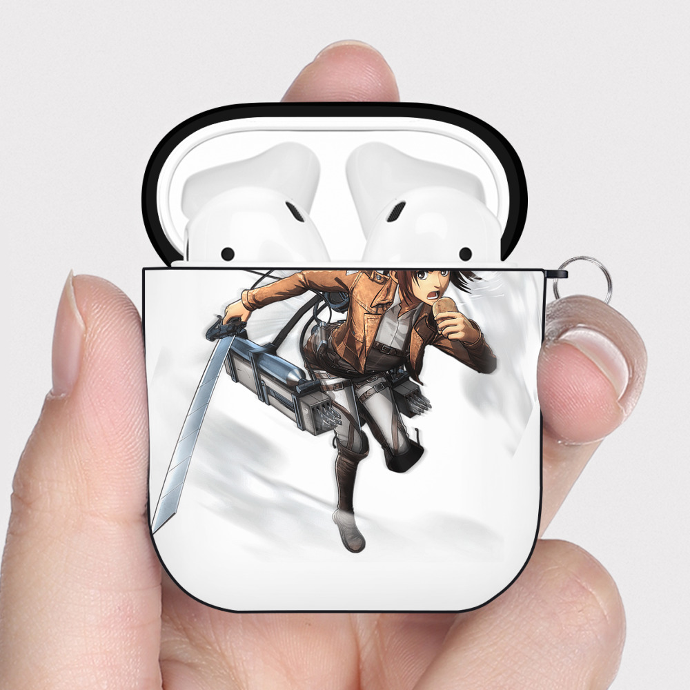 （画像用） 進撃の巨人 サシャ·ブラウス Attack on Titan Sasha Blaus AirPods 第2世代保護ケース ハードシェル ブラック 耐衝撃・防指紋・カラビナ付き