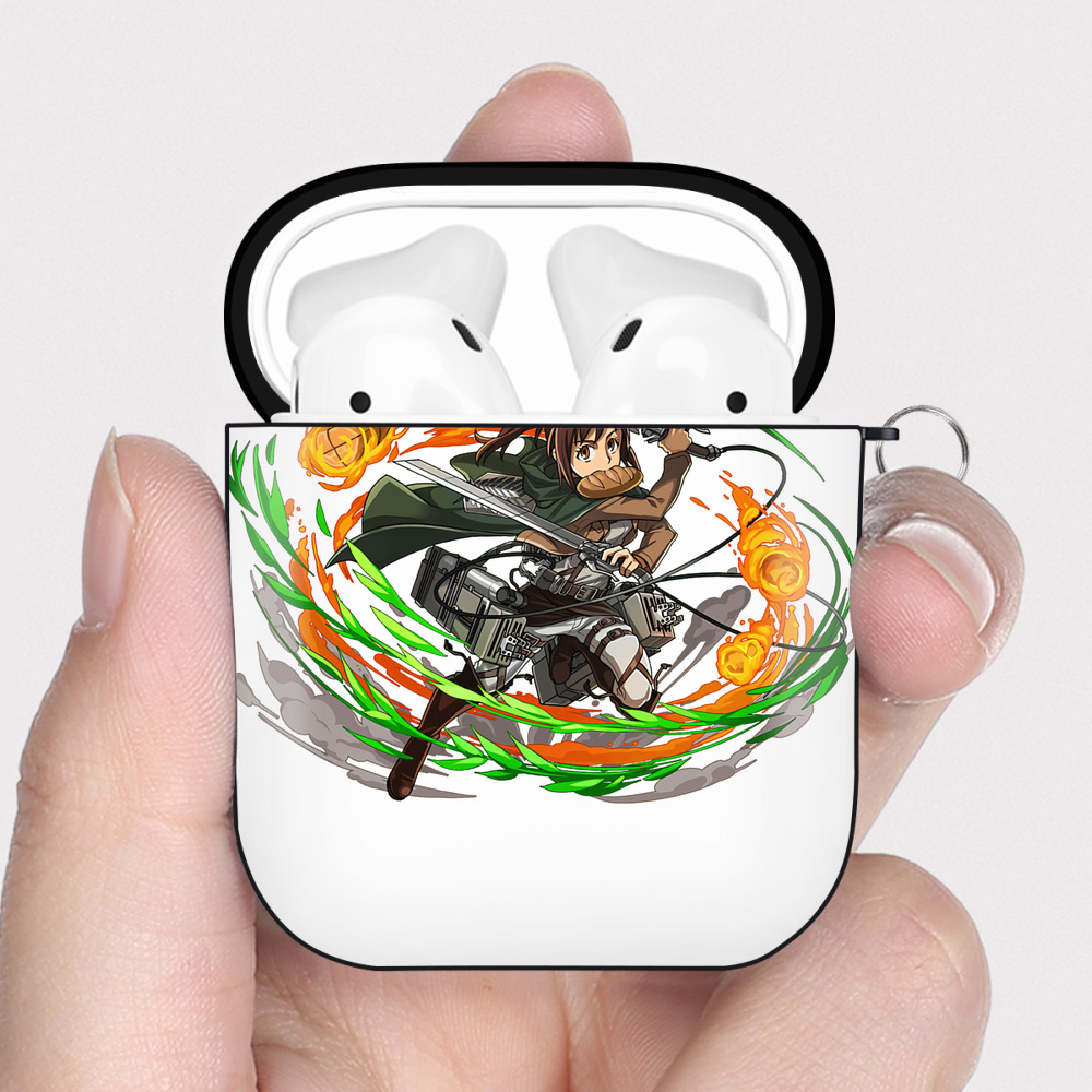 （画像用） 進撃の巨人 サシャ·ブラウス Attack on Titan Sasha Blaus AirPods 第2世代保護ケース ハードシェル ブラック 耐衝撃・防指紋・カラビナ付き