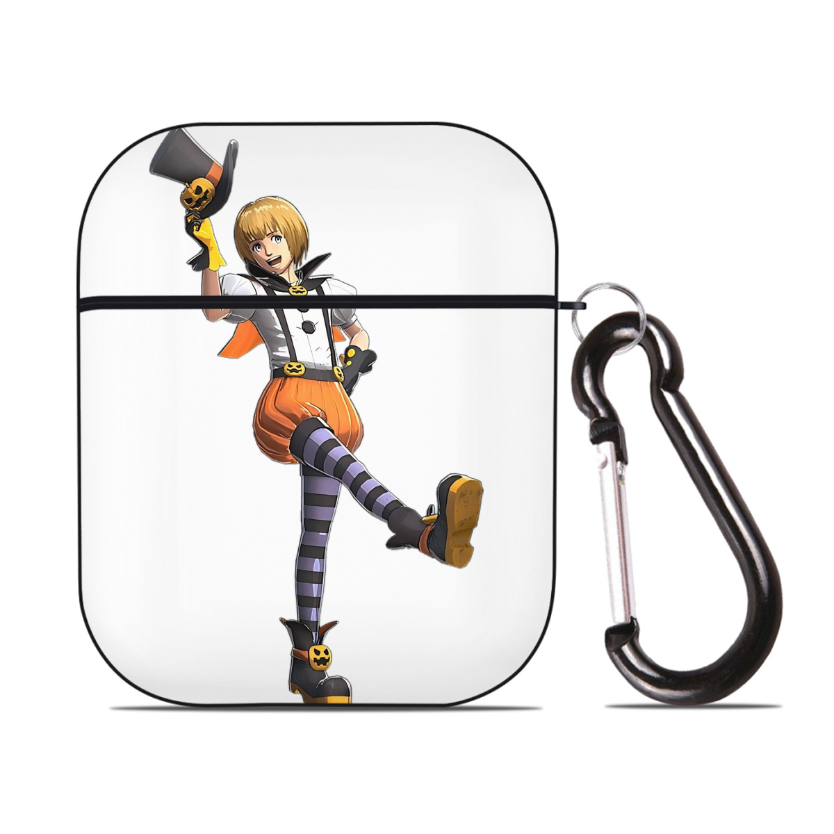 （画像用） 進撃の巨人 アルミン·アルレルト Attack on Titan Armin Arlert AirPods 第2世代保護ケース ハードシェル ブラック 耐衝撃・防指紋・カラビナ付き
