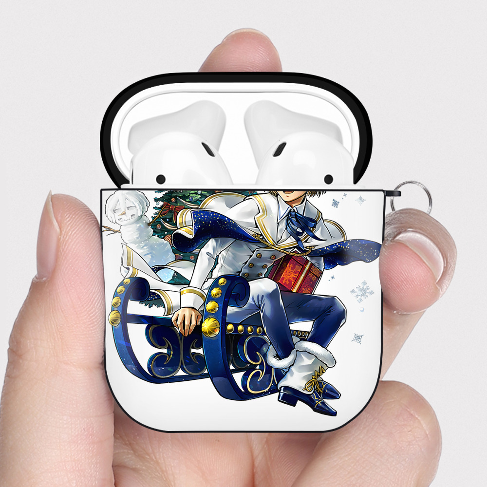 （画像用） 進撃の巨人 アルミン·アルレルト Attack on Titan Armin Arlert AirPods 第2世代保護ケース ハードシェル ブラック 耐衝撃・防指紋・カラビナ付き