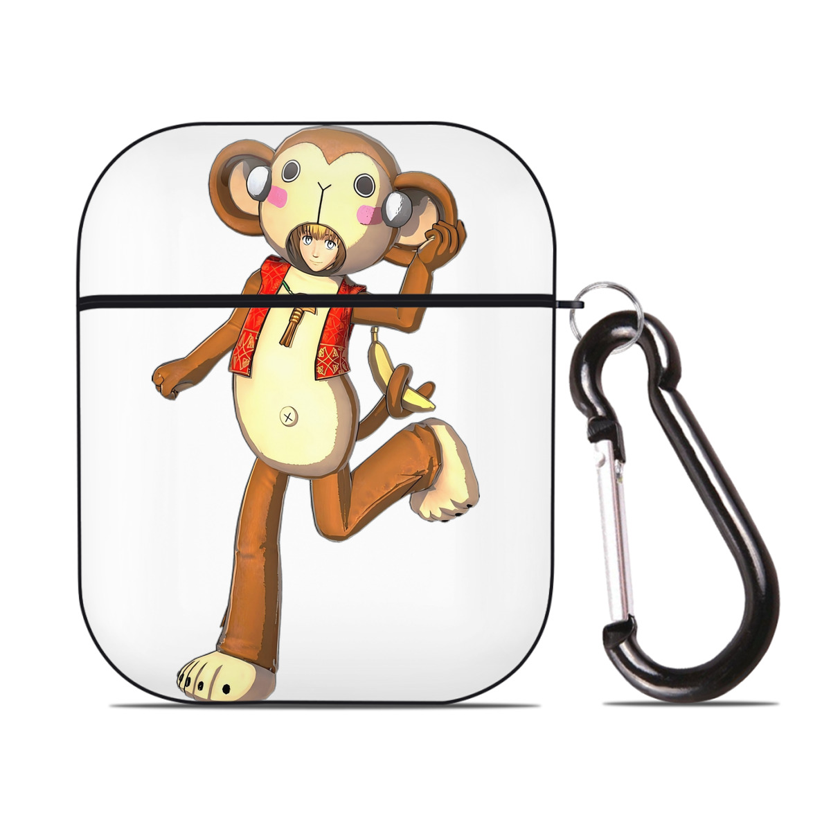 （画像用） 進撃の巨人 アルミン·アルレルト Attack on Titan Armin Arlert AirPods 第2世代保護ケース ハードシェル ブラック 耐衝撃・防指紋・カラビナ付き