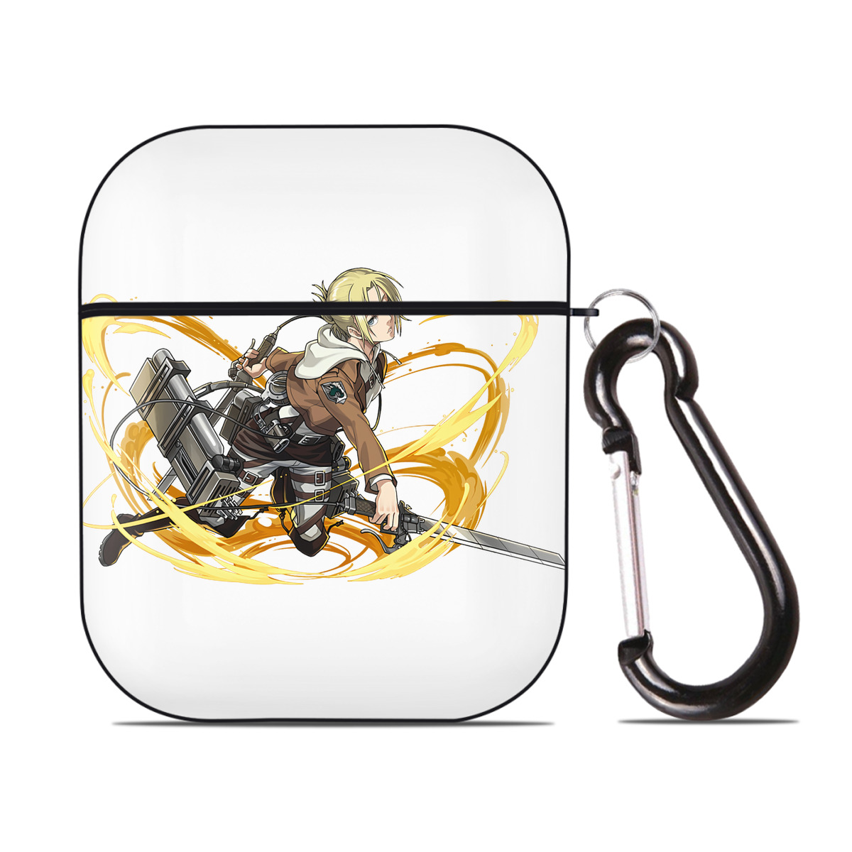 （画像用） 進撃の巨人 アニ・レオンハート Attack on Titan Annie Leonhart AirPods 第2世代保護ケース ハードシェル ブラック 耐衝撃・防指紋・カラビナ付き