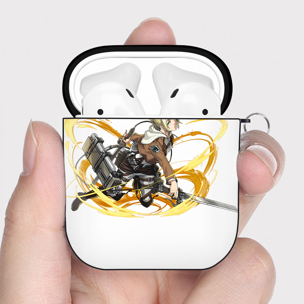 （画像用） 進撃の巨人 アニ・レオンハート Attack on Titan Annie Leonhart AirPods 第2世代保護ケース ハードシェル ブラック 耐衝撃・防指紋・カラビナ付き