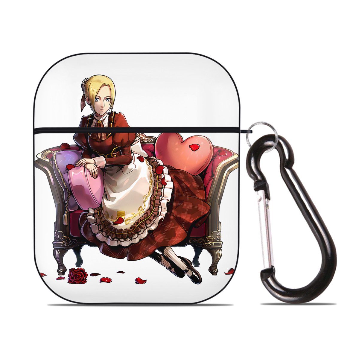 （画像用） 進撃の巨人 アニ・レオンハート Attack on Titan Annie Leonhart AirPods 第2世代保護ケース ハードシェル ブラック 耐衝撃・防指紋・カラビナ付き