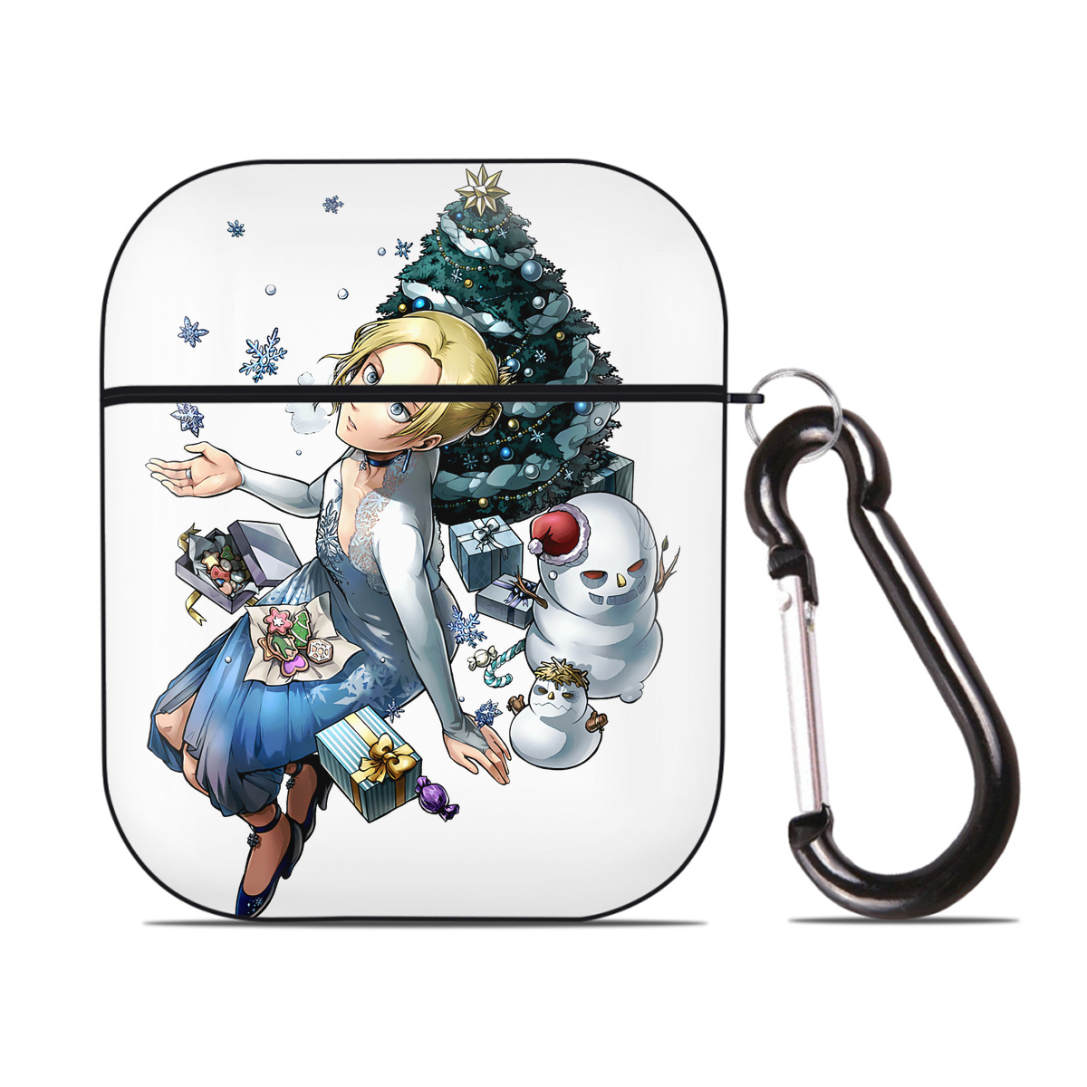 （画像用） 進撃の巨人 アニ・レオンハート Attack on Titan Annie Leonhart AirPods 第2世代保護ケース ハードシェル ブラック 耐衝撃・防指紋・カラビナ付き