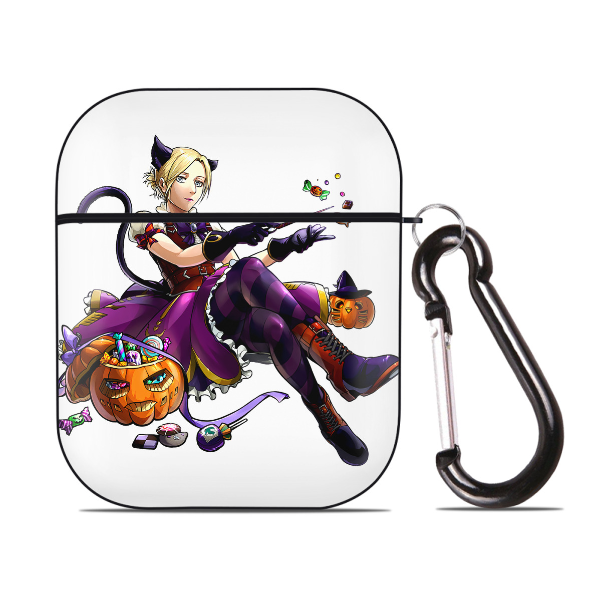 （画像用） 進撃の巨人 アニ・レオンハート Attack on Titan Annie Leonhart AirPods 第2世代保護ケース ハードシェル ブラック 耐衝撃・防指紋・カラビナ付き