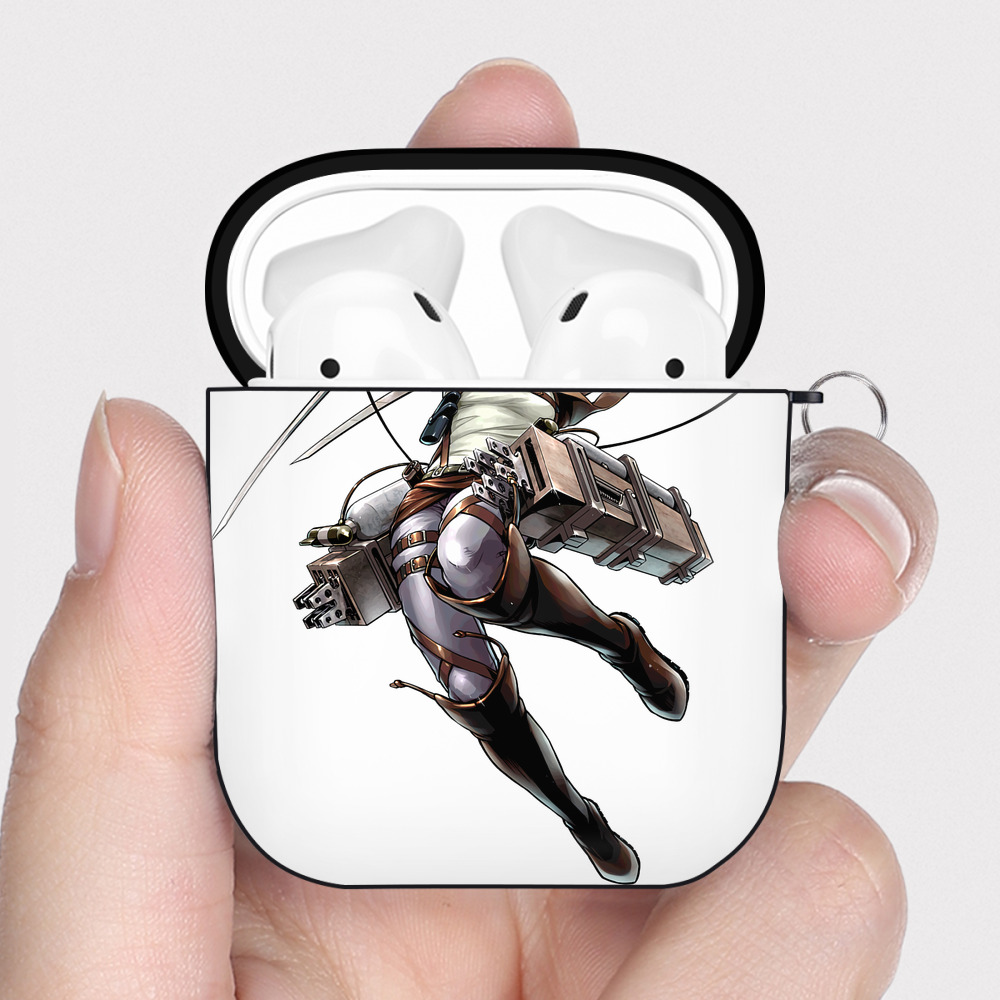 （画像用） 進撃の巨人 アニ・レオンハート Attack on Titan Annie Leonhart AirPods 第2世代保護ケース ハードシェル ブラック 耐衝撃・防指紋・カラビナ付き