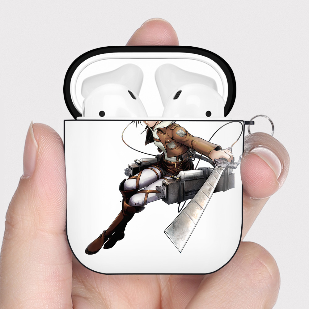 （画像用） 進撃の巨人 アニ・レオンハート Attack on Titan Annie Leonhart AirPods 第2世代保護ケース ハードシェル ブラック 耐衝撃・防指紋・カラビナ付き